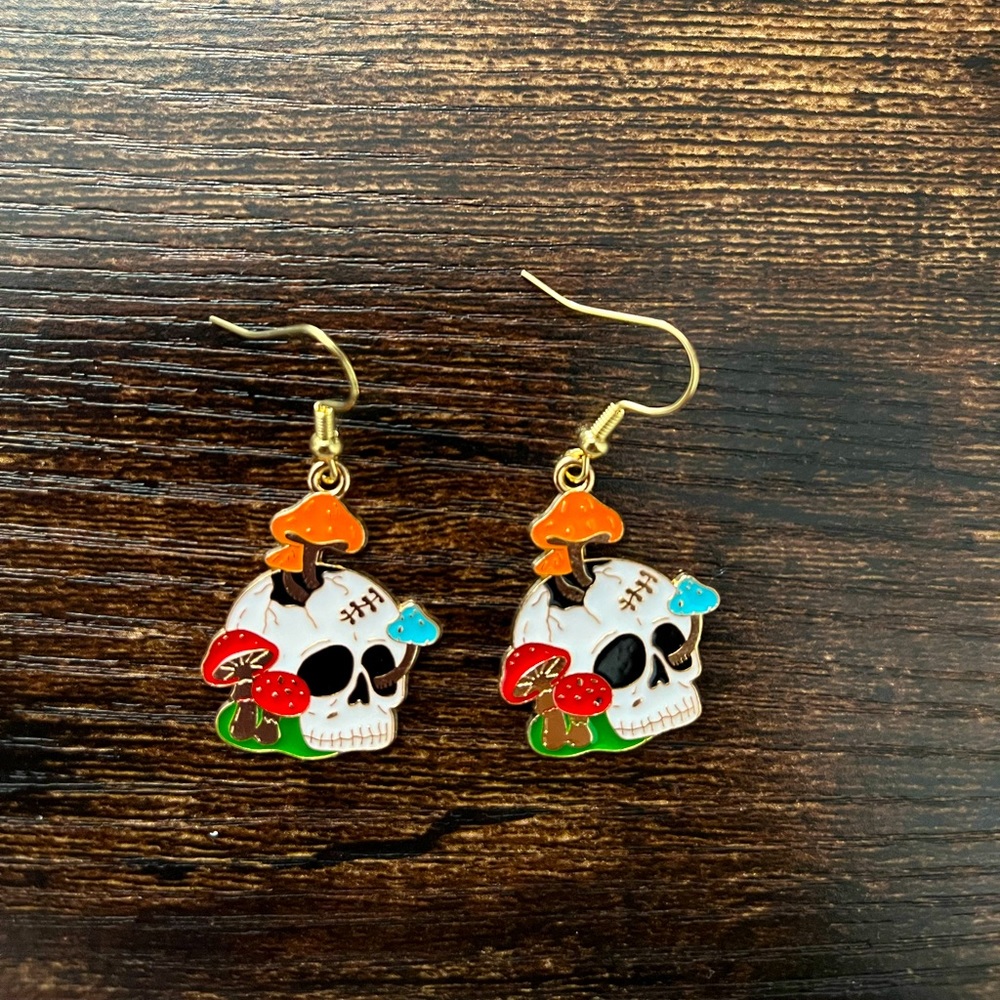 Mushroom & Skeleton Alloy Earrings